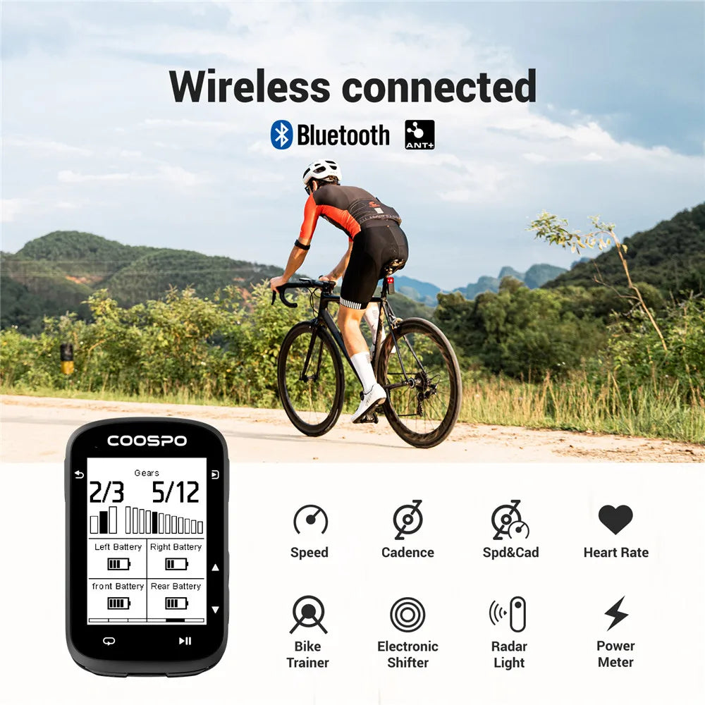 CS500 Route Navigation Bike Computer GPS Cycling Odometer Wireless Bicycle Speedometer Cycle Stopwatch ANT+ Bluetooth5.0
