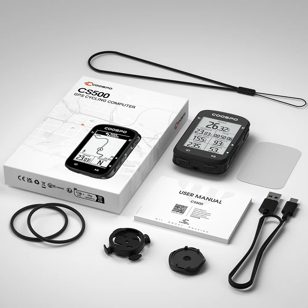 CS500 Route Navigation Bike Computer GPS Cycling Odometer Wireless Bicycle Speedometer Cycle Stopwatch ANT+ Bluetooth5.0