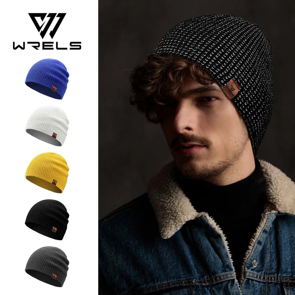 Winter Knitted Beanie Hats Warm Night Running Reflective Hat Unisex Windproof Ear Protection Cycling Hiking Ski Cap