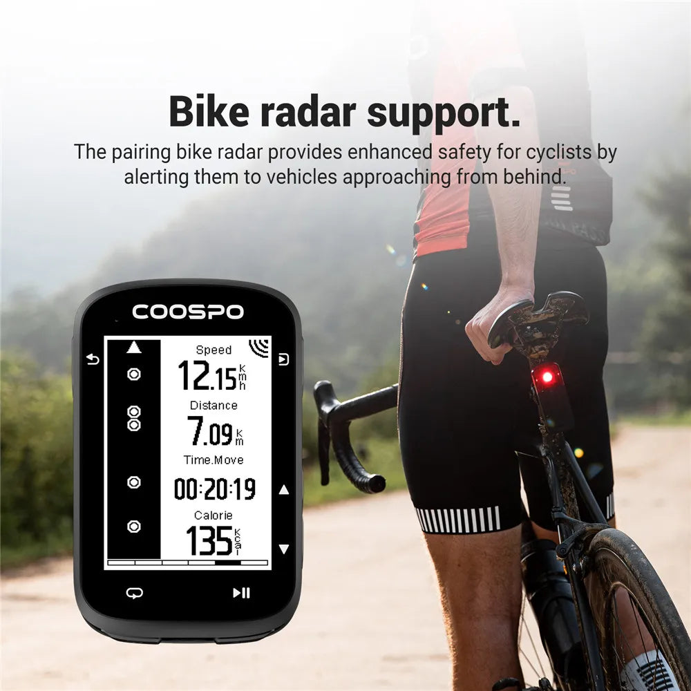 CS500 Route Navigation Bike Computer GPS Cycling Odometer Wireless Bicycle Speedometer Cycle Stopwatch ANT+ Bluetooth5.0