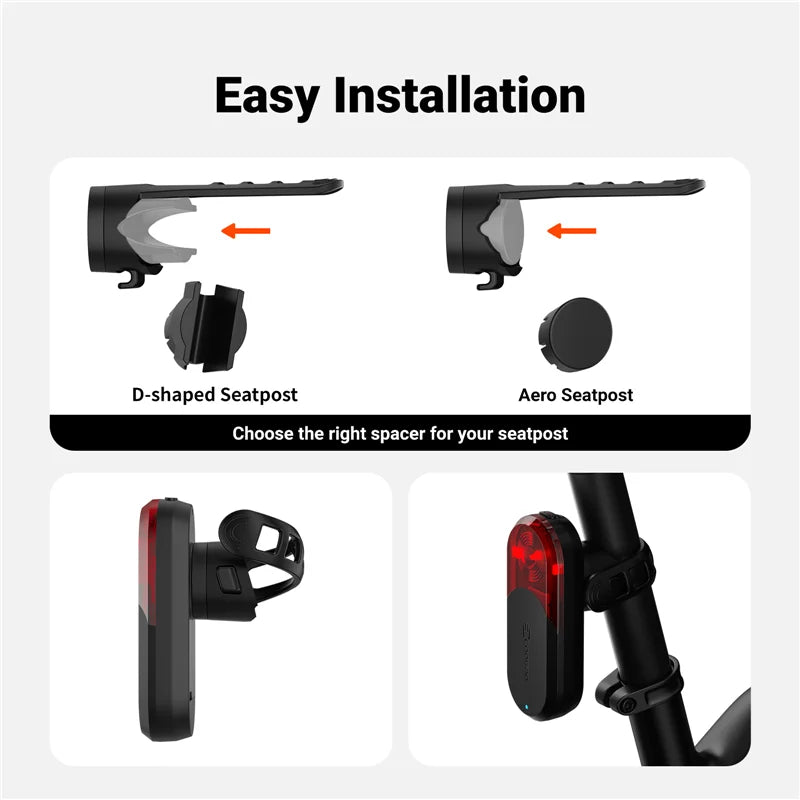 TR70 Radar Tail Light Smart Bike Taillight Brake Warning IP67 Waterproof Cycling Rear Light 7 Light Modes Tail Lamp