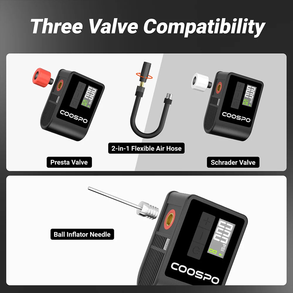 Portable Mini Electric Air Pump - 120PSI Digital Inflator for MTB & Road Bike Tires (Schrader & Presta Compatible)