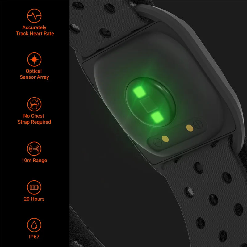 HW807 HRV Heart Rate Monitor Armband Optical Outdoor Fitness Sensor Bluetooth 5.0 ANT+ IP67 Running Cycling for Wahoo