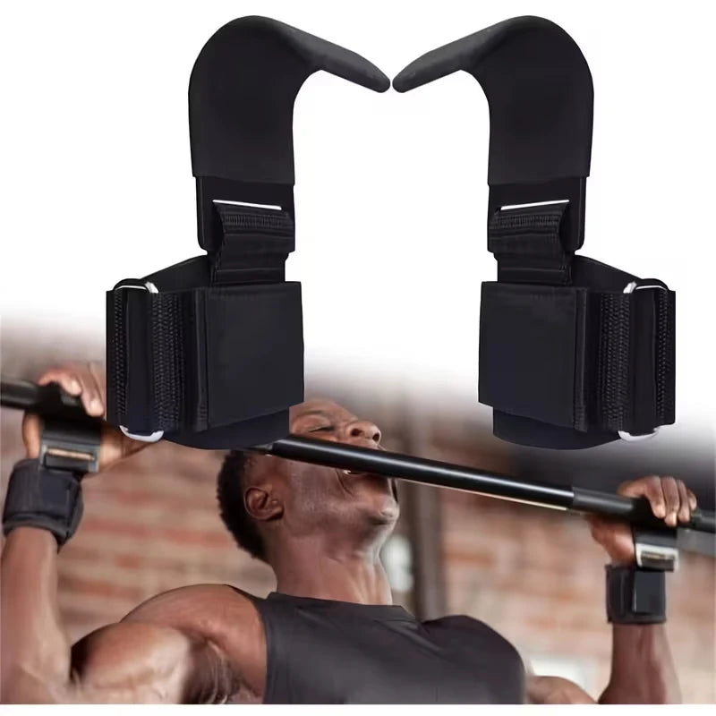 2Pcs Weight Lifting Hooks Non Slip Wrist Support Straps Heavy Duty Training Grip for Deadlift Pull up Gym Fitness