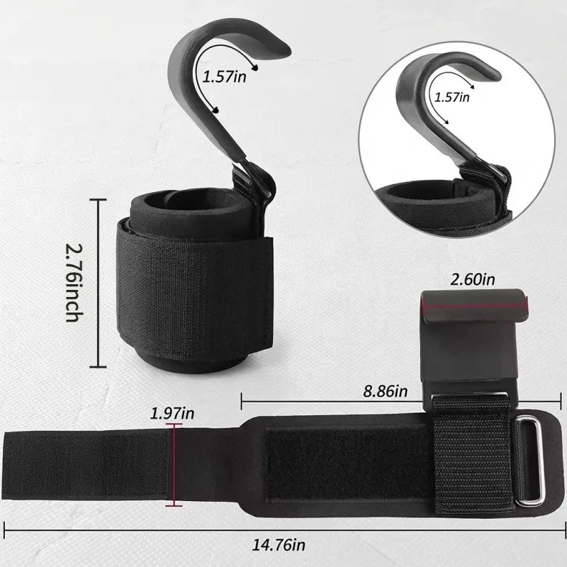 2Pcs Weight Lifting Hooks Non Slip Wrist Support Straps Heavy Duty Training Grip for Deadlift Pull up Gym Fitness
