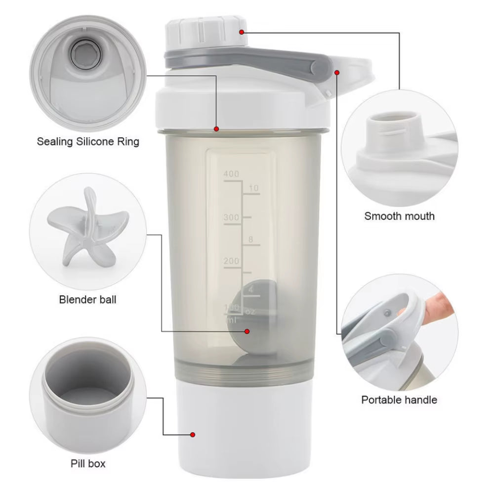 400Ml Shaker Bottle 1Pc Protein Shaker Plastic Bottle Portable Fitness Bottle for Fitness Enthusiasts Athletes Drinkware