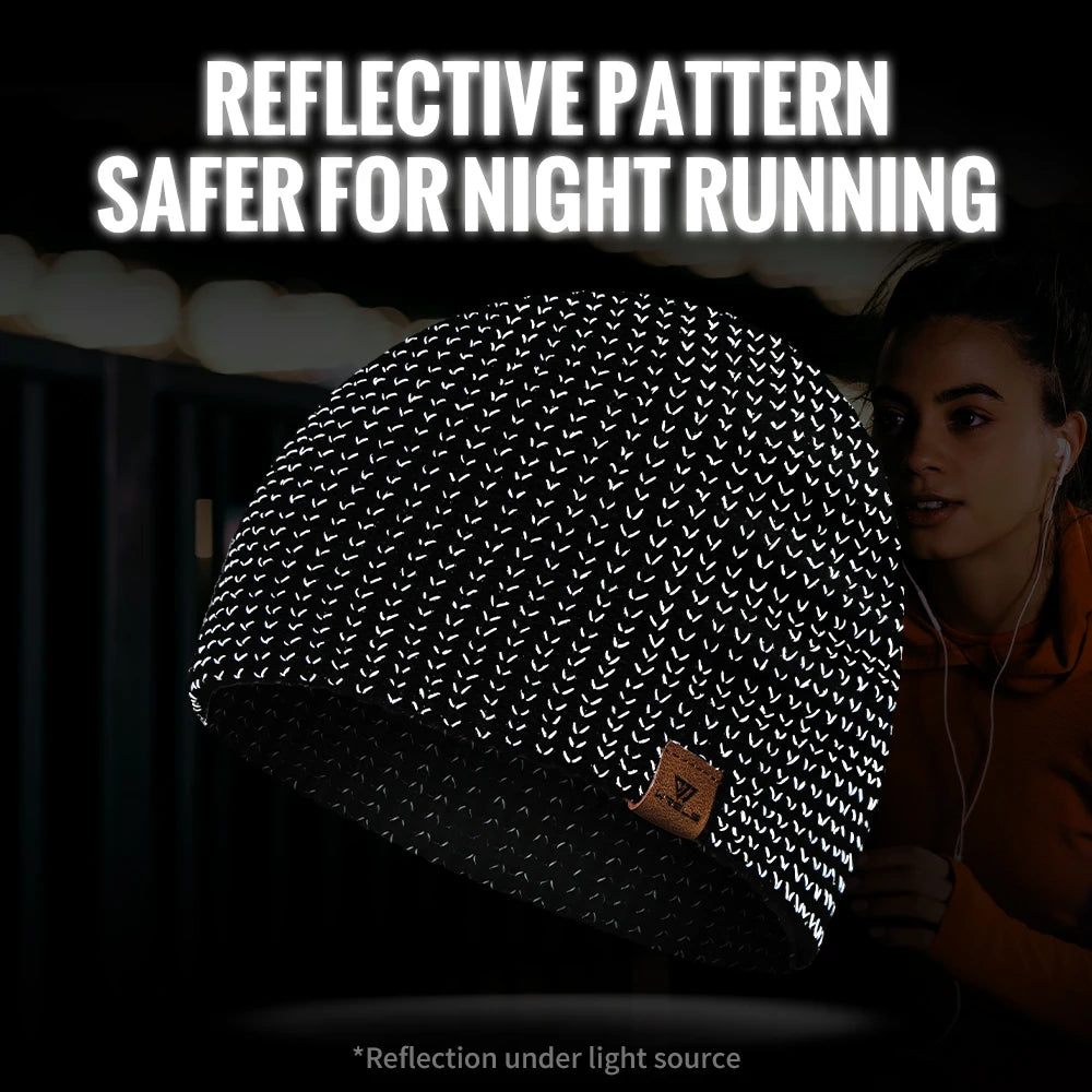 Winter Knitted Beanie Hats Warm Night Running Reflective Hat Unisex Windproof Ear Protection Cycling Hiking Ski Cap